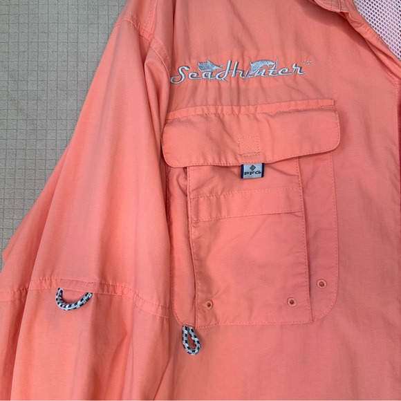Columbia PFG Breathable Long Sleeve Fishing Shirt Mens XL Dark Peach Custom Logo - Picture 4 of 16